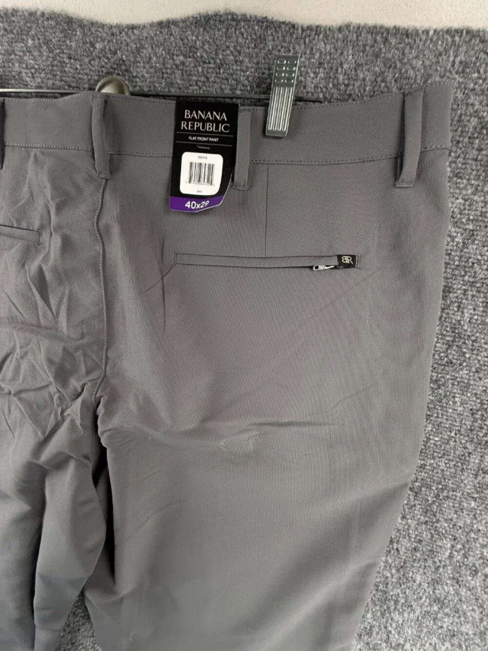 NWT Banana Republic Men Flat Front Stretch Gray 40x29 Performance Adult Casual